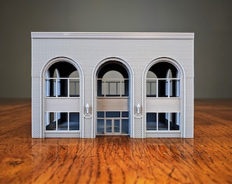 HO Scale - Large Arched Office Building Brick Ext. - 1:87 Scale Building