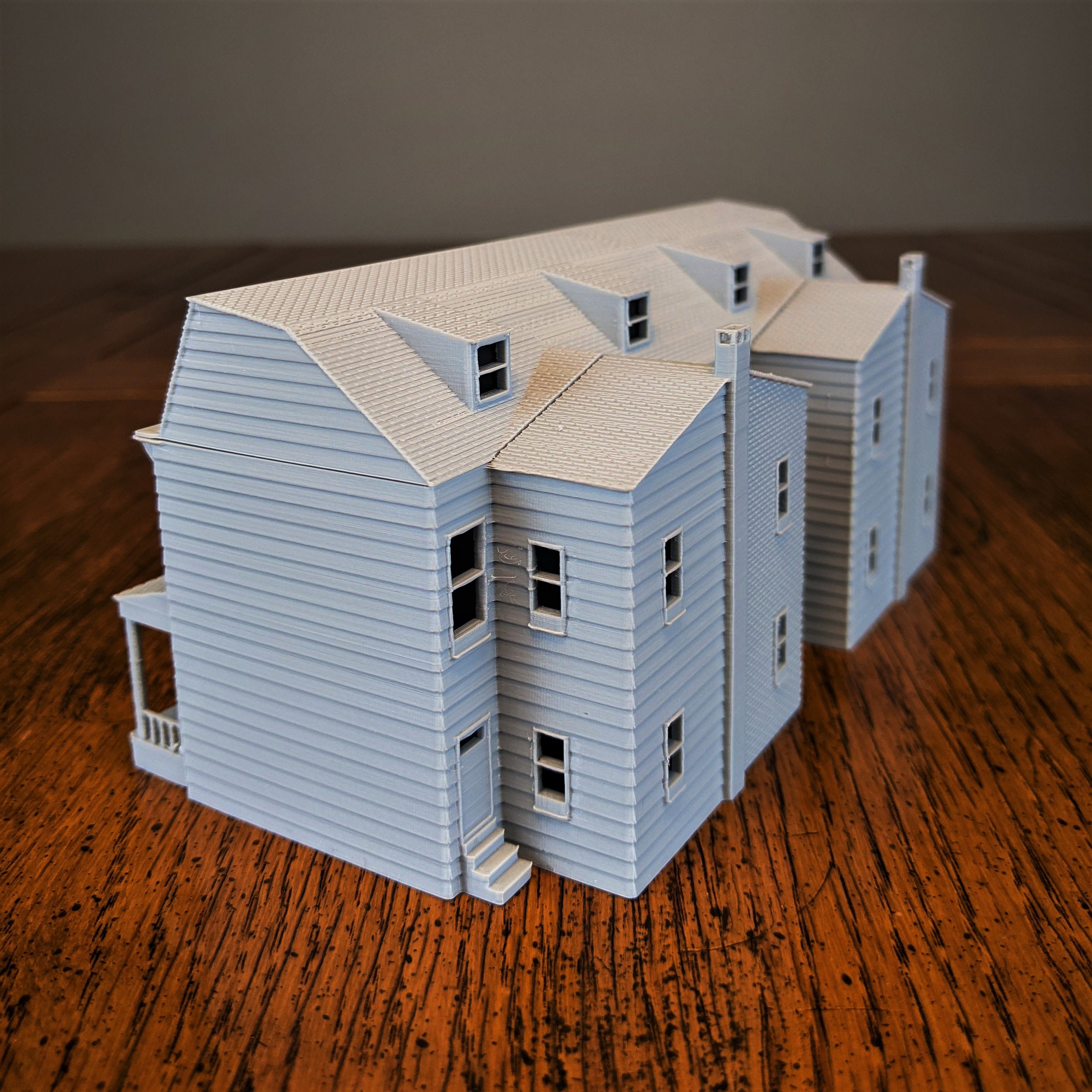 thumbnail interactive-video image 1 of HO-Scale Pennsylvania Row House 4-Unit Model – 1:87 Scale Brick & Wood Exterior – Unassembled Kit 1 of 4
