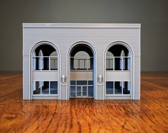 N-Scale Arched Office Building Brick Ext. 1:160 Scale Building