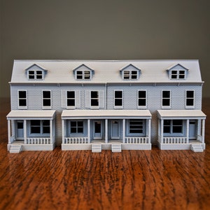 HO-Scale Pennsylvania Row House 4 Unit Model Brick Ext. 1:87 Scale Building