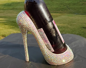 Rhinestone Heel Wine Bottle Holder: Glam Decor Gift