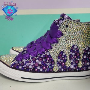 Purple Bling Converse High Tops: Rhinestone Wedding Shoes