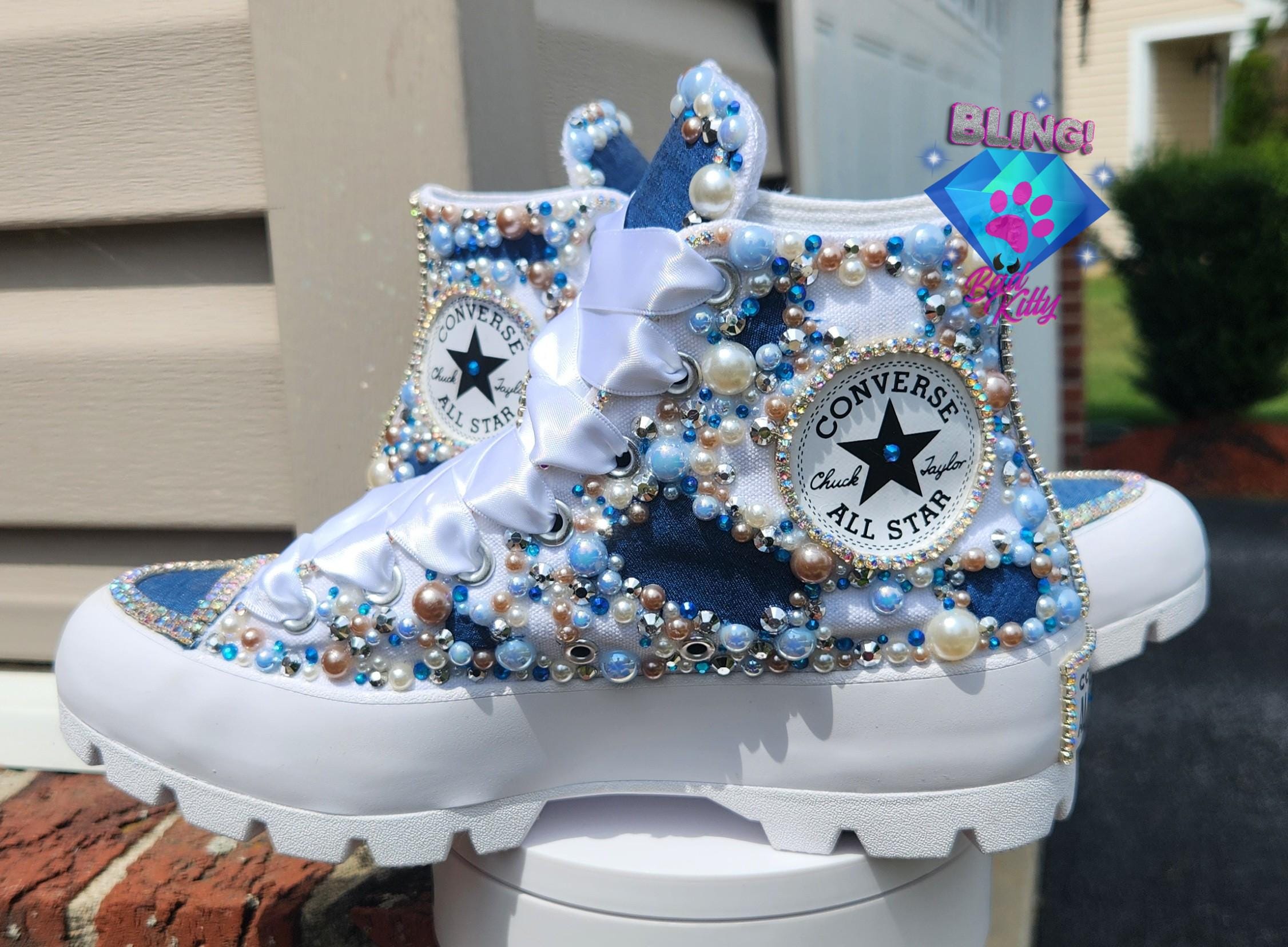 Converse Chuck Taylor Converse Tiffany Blue Shoes All Bling