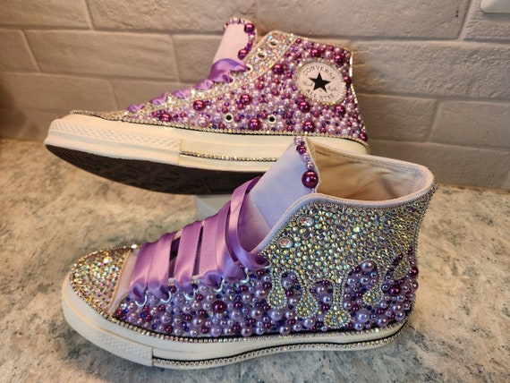 Purple Bling Converse Bling High Tops Wedding Shoes Bling Custom Shoes Converse Sneaker Ball Converse Bling Converse Purple Bling Etsy Canada