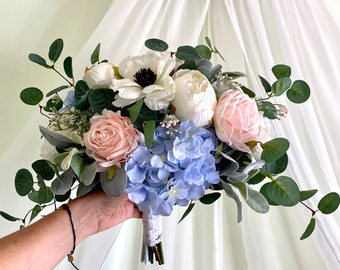 Bridal Bouquet Blue Hydrangea Etsy