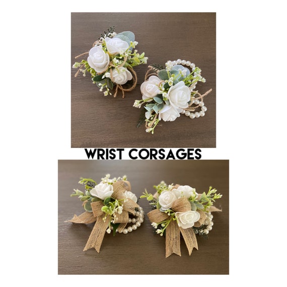 Corsage Bands Wristlet for Wedding - Wrist Corsages for Wedding(Set of  2),for Wedding Mother of Bride and Groom,Prom Flowers(6-Packs) 