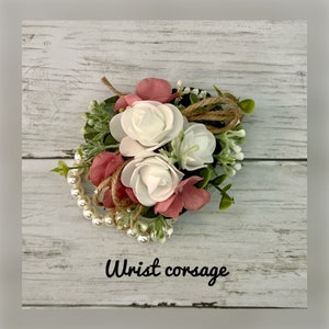Boho wedding bouquet, mauve hydrangea white roses & greenery bridal bouquet, dusty rose wedding bouquet, eucalyptus sage bridesmaid flowers image 5