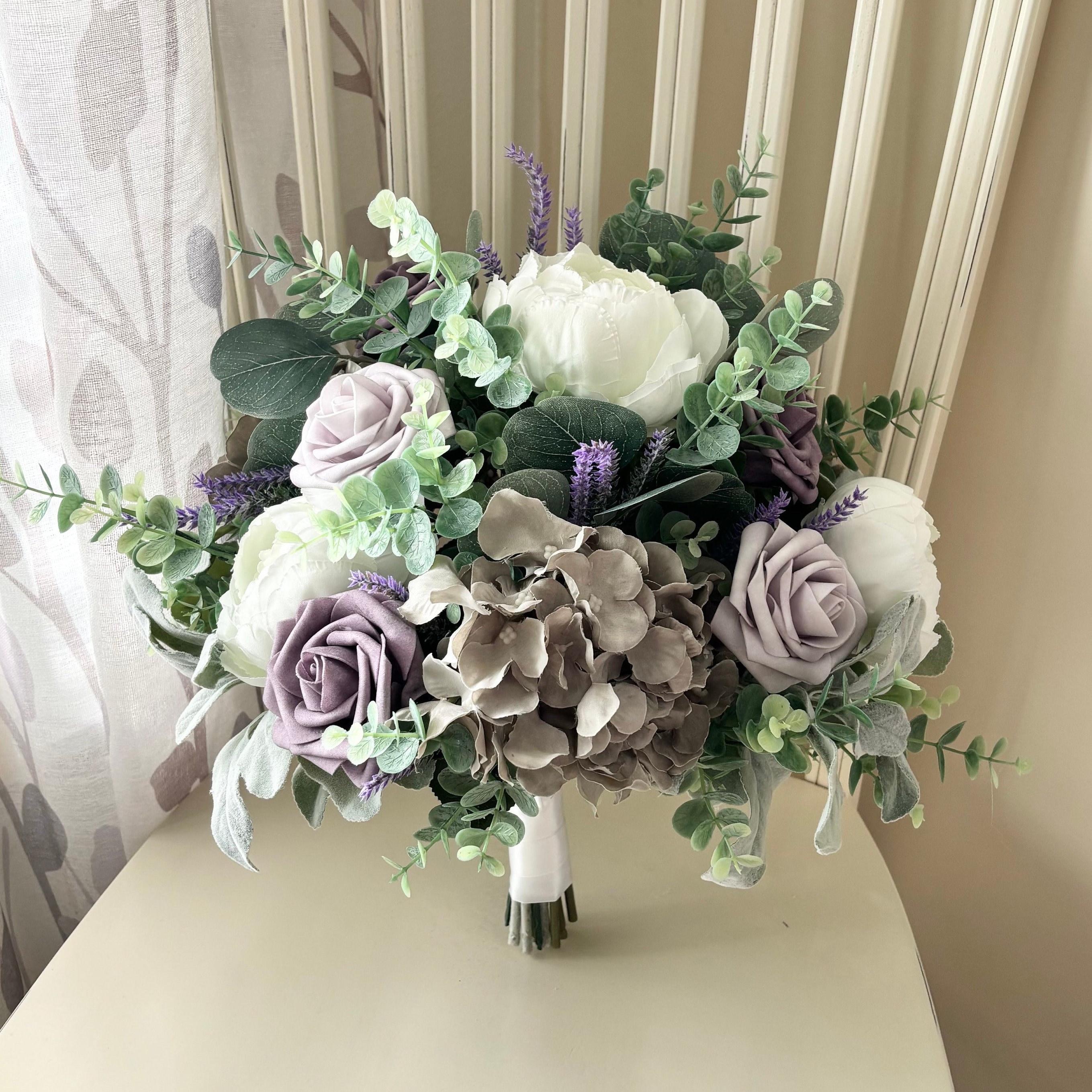 Wedding Bouquet, Dusty Lavender Bridal Bouquet, Gray Hydrangea Silk  Eucalyptus Wedding Flowers, Purple Bridesmaid Flowers - Etsy, image size:2718x2718