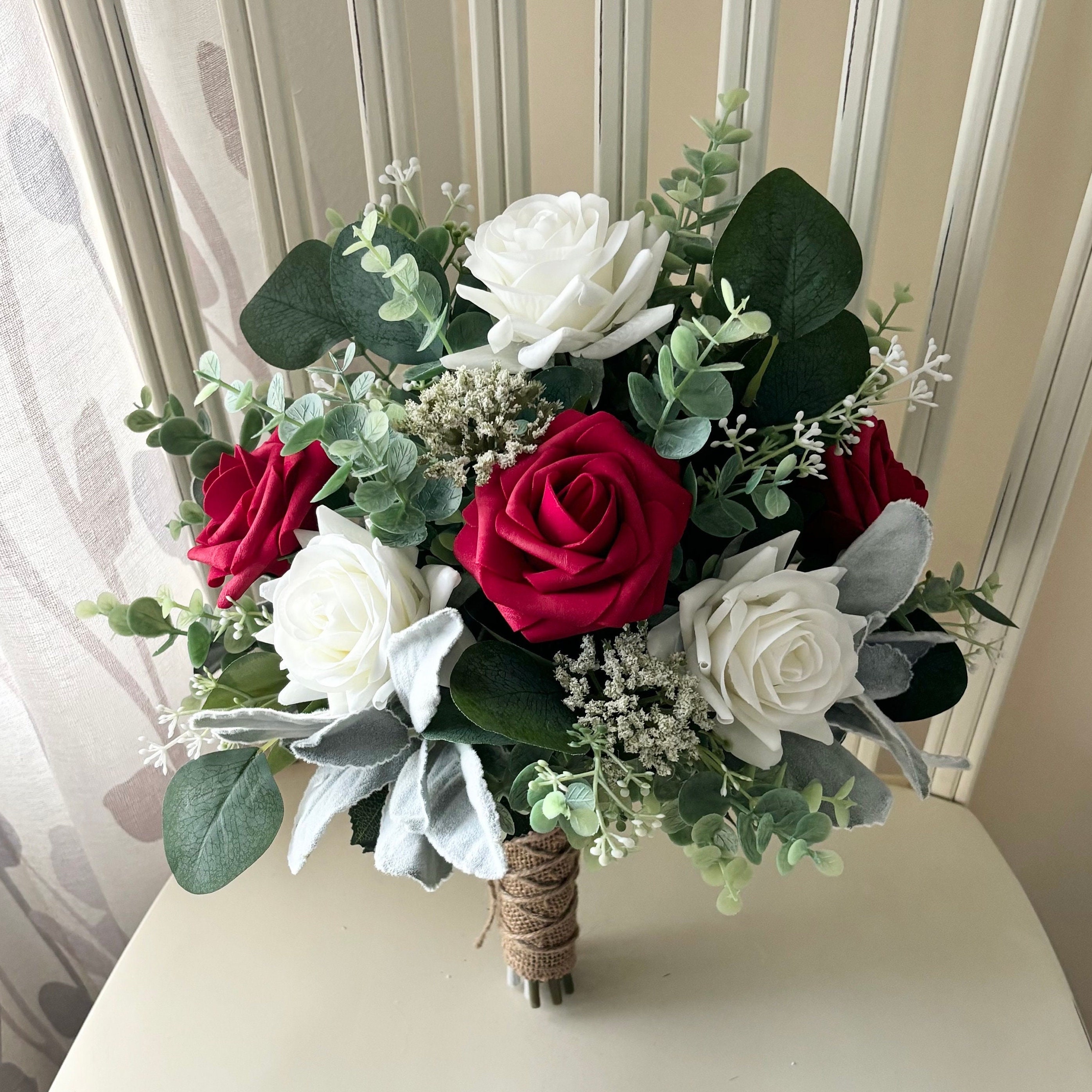 flowers for red bridesmaid dresses 9.7 inch wide Marsala Red Bridesmaid Bouquet main image 1