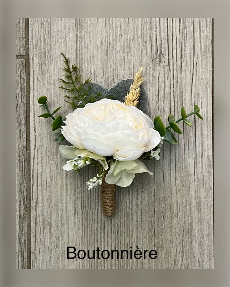 Boho fall wedding bouquet, toffee taupe rose ivory peony & greenery boho bridal bouquet, eucalyptus sage, garden boho bridesmaid flowers image 6