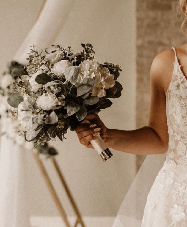Ivory Wedding Bouquet, Premium White Rose Hydrangea