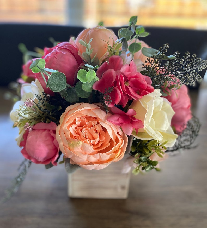 Rustic spring silk floral arrangement farmhouse faux flower Etsy