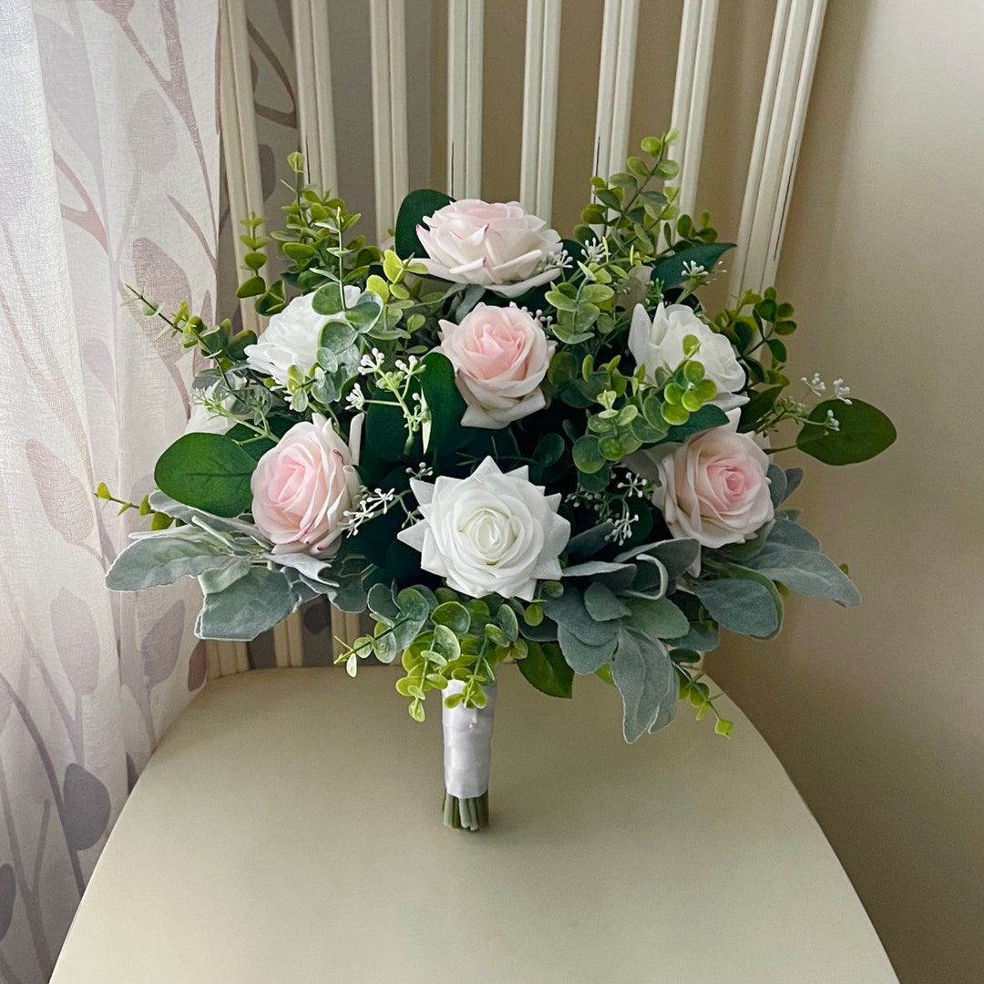 Boho Wedding Bouquet Premium White Blush & Light Pink Roses - Etsy