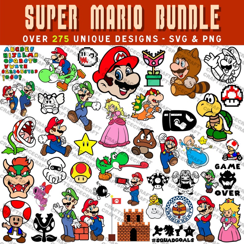 Download Super Mario SVG Bundle PNG files Cricut happy birthday boy ...