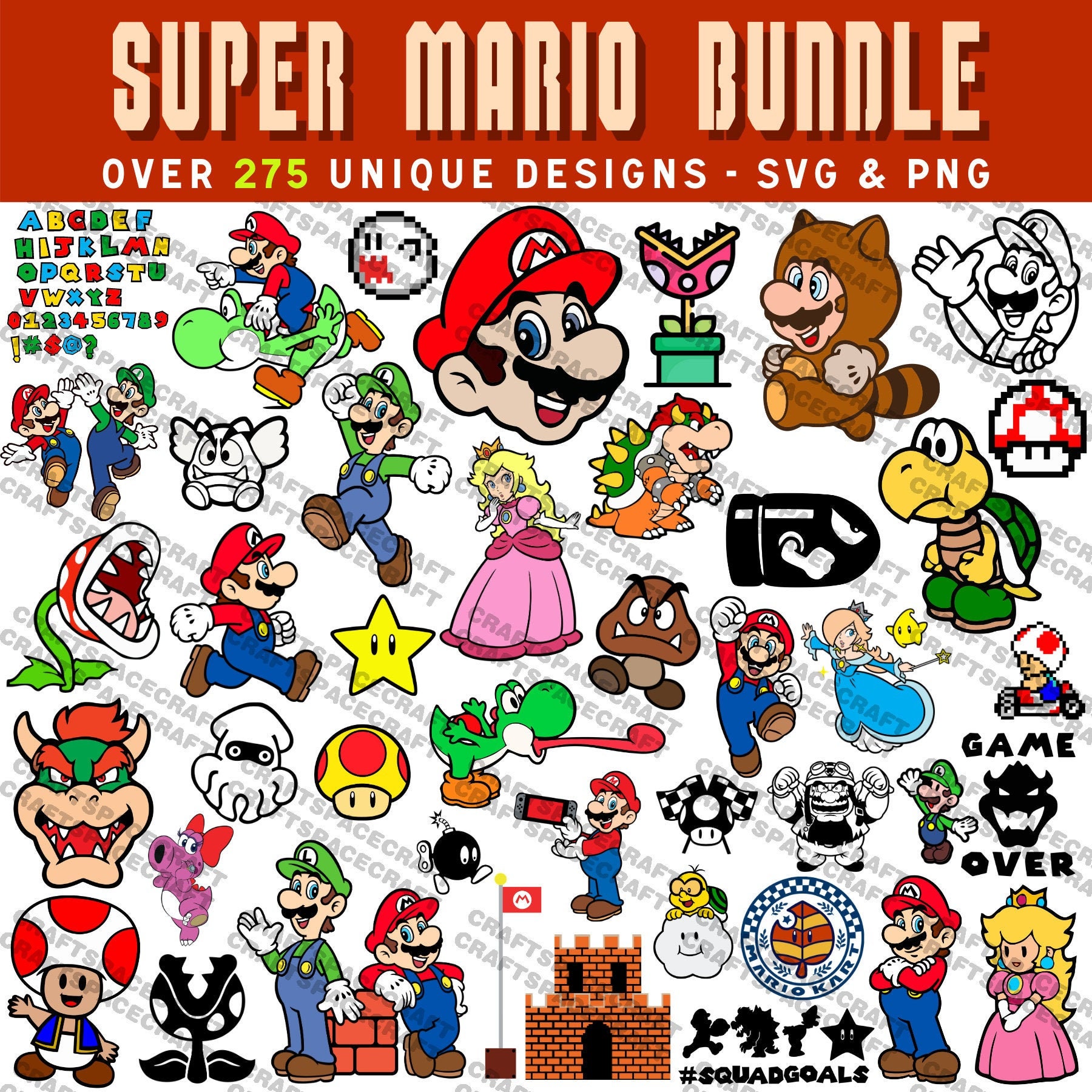 Download Super Mario SVG Bundle PNG files Cricut happy birthday boy | Etsy