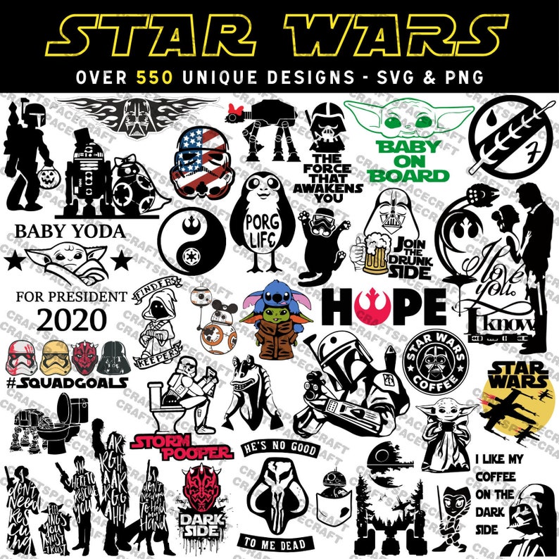 Download Star Wars SVG Bundle PNG Files Cricut Darth Vader Baby ...