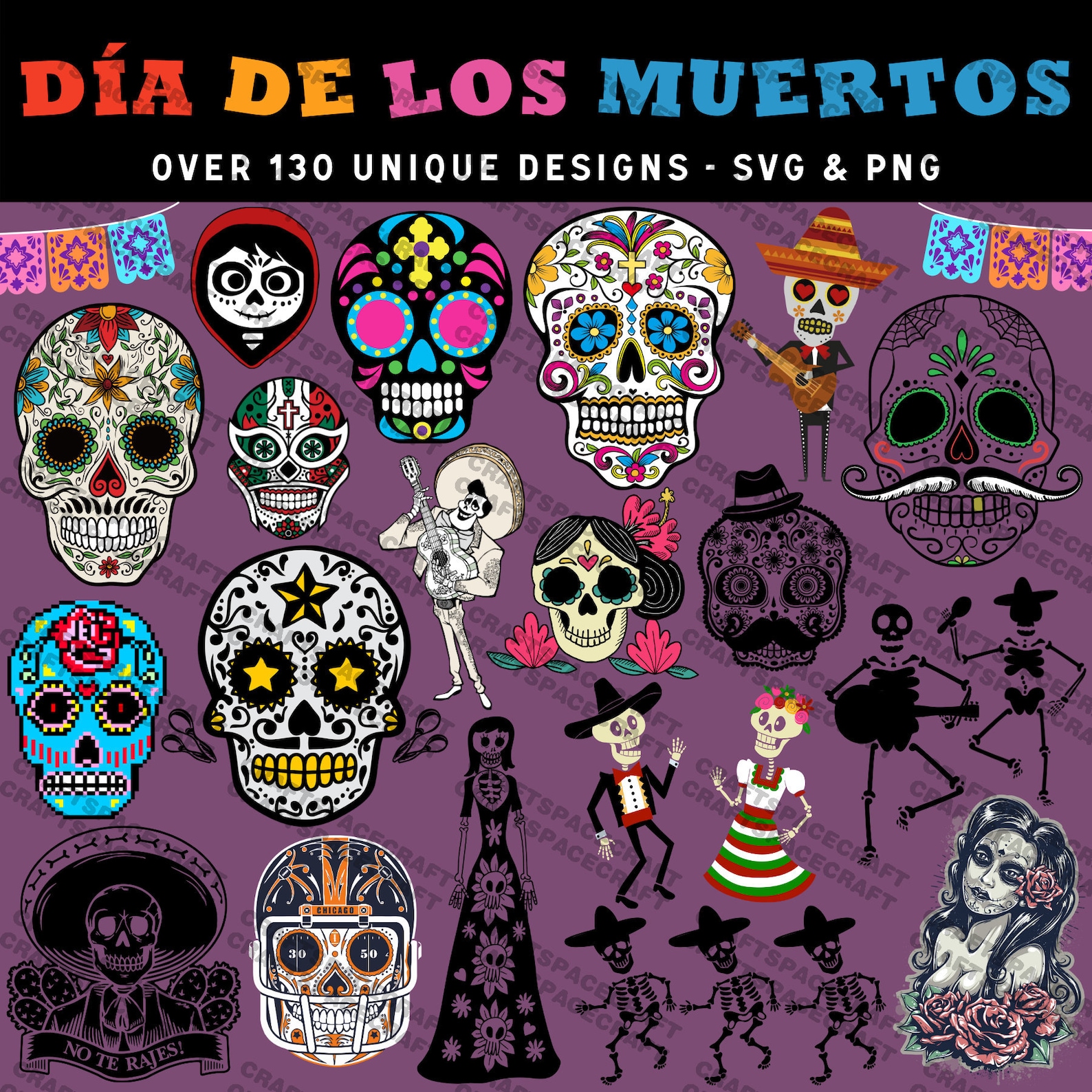 Dia de los Muertos Day of the Dead Bundle SVG PNG Files Vector | Etsy