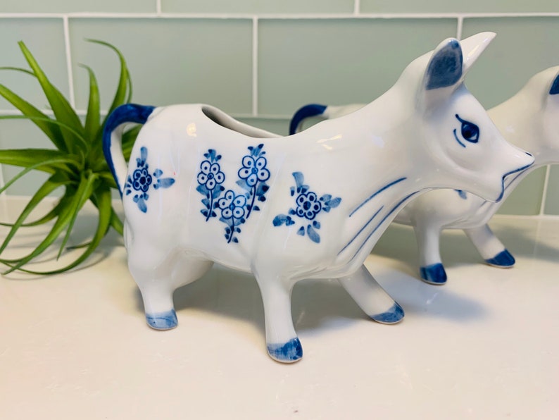 Blue and white chinoiserie cow creamer boats cow shaped gravy Etsy