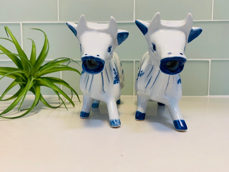Blue and white chinoiserie cow creamer boats cow shaped gravy Etsy