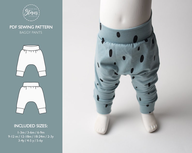 Baggy Pants PDF Pattern Baby Pants Harem Style 10 Sizes Etsy