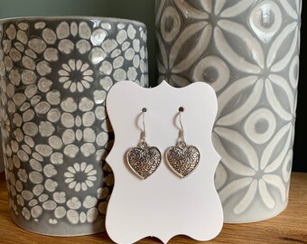 A pair of cute hand made tibetan silver & turquoise heart dangly
