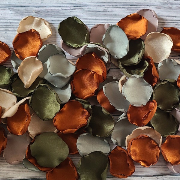 Terracotta Sage Green Rose Petals Beige Ivory Flower Girl Petals, Rustic Wedding Aisle Decor, Boho Chic Wedding Decor, Olive Woodland Forest