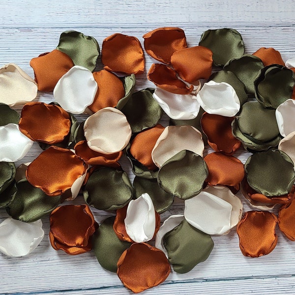 Olive Green Terracotta Rose Petals, Beige Ivory Flower Girl Petals, Rustic Wedding Aisle Decor, Woodland Forest Wedding Decor Boho Chic Fall