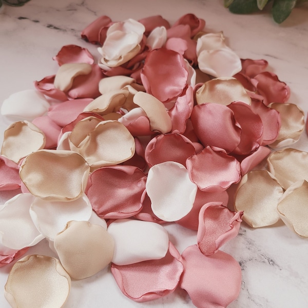 Dusty Pink Rose Petals, Boho Flower Girl Petals, Rustic Wedding Decor, Bridal Shower, Wedding Aisle Decor, Mauve, Ivory, Beige Flower Petals