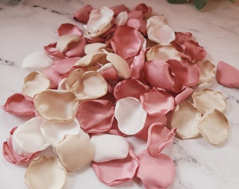 Dusty Pink Rose Petals, Boho Flower Girl Petals, Rustic Wedding Decor, Bridal Shower, Wedding Aisle Decor, Mauve, Ivory, Beige Flower Petals