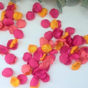 Pétalos de rosa fucsia, decoración caprichosa para bodas en el jardín, pétalos de flores, decoración para el pasillo de la boda, naranja atardecer, baby shower nupcial en rosa peonía imagen 4