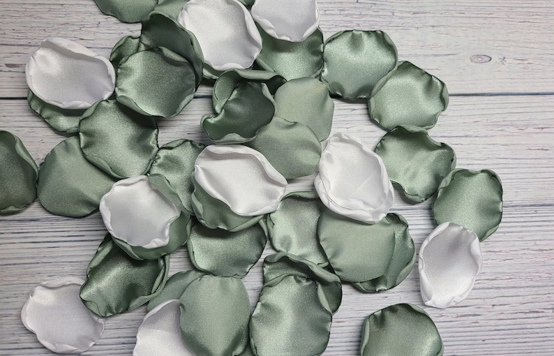 Dusty Sage Wedding Decor, Ivory Rose Petals, Wedding Aisle Decor, Sage Green Boho Flower Girl Petals, Rustic Bridal Shower Decor, We Do image 8