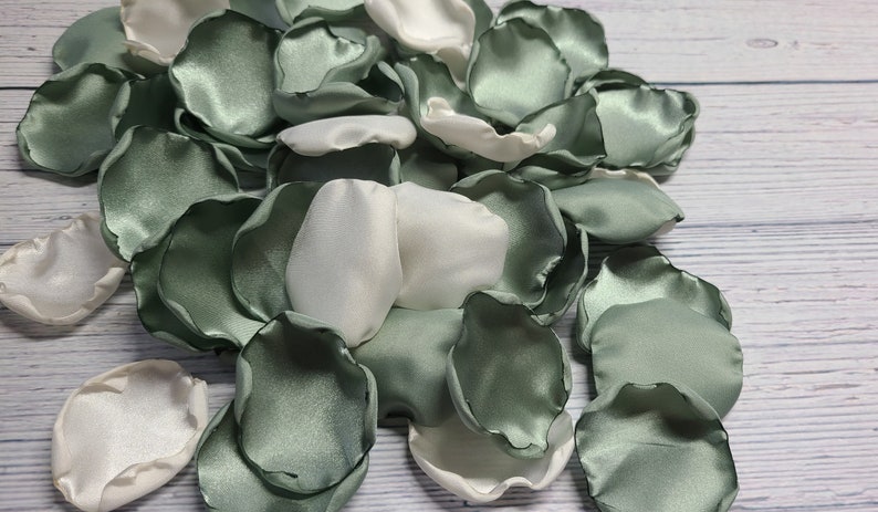 Dusty Sage Wedding Decor, Ivory Rose Petals, Wedding Aisle Decor, Sage Green Boho Flower Girl Petals, Rustic Bridal Shower Decor, We Do image 9