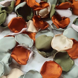Terracotta Sage Green Rose Petals Beige Ivory Flower Girl Petals, Rustic Wedding Aisle Decor, Boho Chic Wedding Decor, Olive Woodland Forest