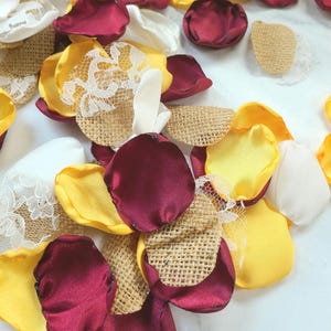 Yellow Sunflower Wedding Decor, Burgundy Rose Petals, Burlap Lace, Fall Wedding Aisle Decor, Rustic Bridal Brunch, Western Wedding Ideas