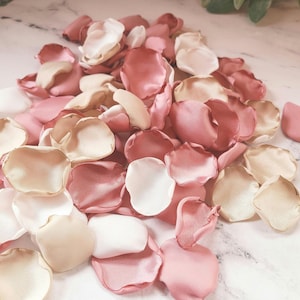 Dusty Pink Rose Petals, Boho Flower Girl Petals, Rustic Wedding Decor, Bridal Shower, Wedding Aisle Decor, Mauve, Ivory, Beige Flower Petals