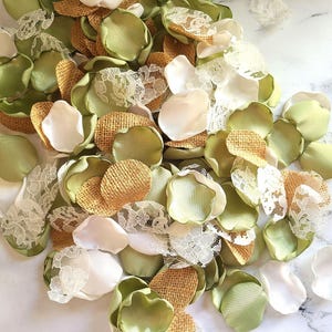 Sage Green Wedding Decor, Flower Petals, Rustic Wedding Aisle Decor, Burlap Lace Rose Petals, Western Wedding, I Do BBQ, Boho Couples Shower