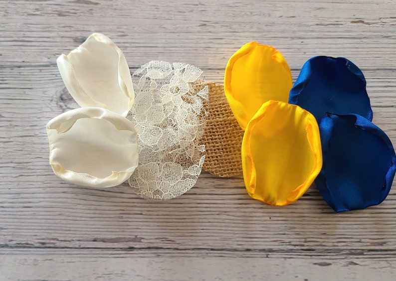 Yellow Sunflower Wedding Royal Blue Rose Petals Flower Girl Etsy