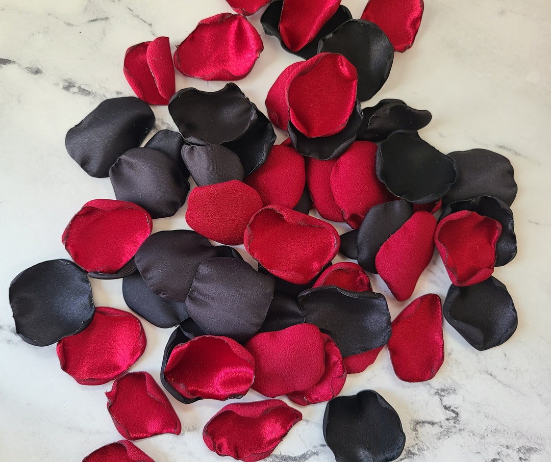 Dark Red Wedding Decor, Black Rose Petals, Flower Petals, Wedding Aisle