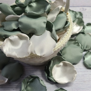 Dusty Sage Wedding Decor, Ivory Rose Petals, Wedding Aisle Decor, Sage Green Boho Flower Girl Petals, Rustic Bridal Shower Decor, We Do image 10