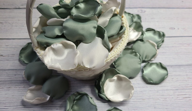 Dusty Sage Wedding Decor, Ivory Rose Petals, Wedding Aisle Decor, Sage Green Boho Flower Girl Petals, Rustic Bridal Shower Decor, We Do image 10