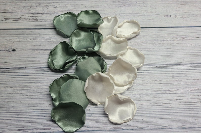 Dusty Sage Wedding Decor, Ivory Rose Petals, Wedding Aisle Decor, Sage Green Boho Flower Girl Petals, Rustic Bridal Shower Decor, We Do image 3