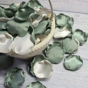 Dusty Sage Wedding Decor, Ivory Rose Petals, Wedding Aisle Decor, Sage Green Boho Flower Girl Petals, Rustic Bridal Shower Decor, We Do image 4