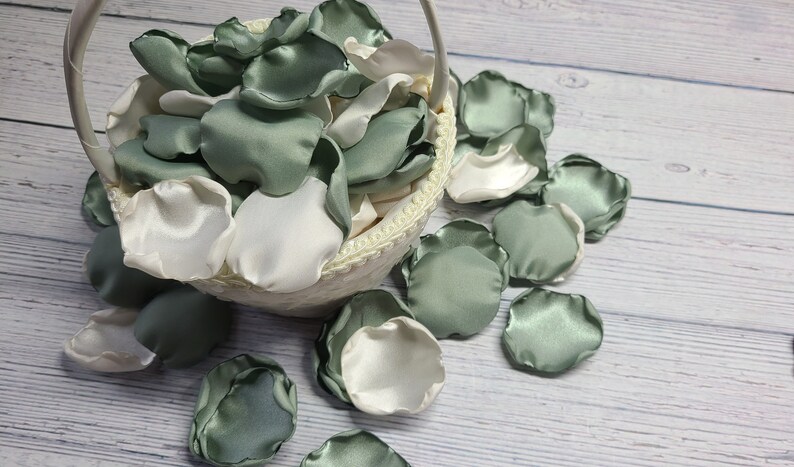 Dusty Sage Wedding Decor, Ivory Rose Petals, Wedding Aisle Decor, Sage Green Boho Flower Girl Petals, Rustic Bridal Shower Decor, We Do image 4