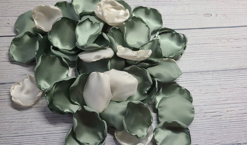 Dusty Sage Wedding Decor, Ivory Rose Petals, Wedding Aisle Decor, Sage Green Boho Flower Girl Petals, Rustic Bridal Shower Decor, We Do image 5