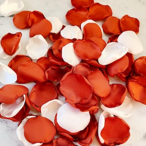 Rust and Burnt Orange Rose Petals for Flower Girl Tossing, Fall Wedding Decor for Boho Bridal Brunch, We Do Western Wedding Aisle Decor