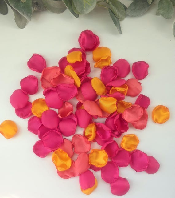 Fuchsia Pink Rose Petals, Whimsical Garden Wedding Decor, Flower Petals, Wedding Aisle Decor, Sunset Orange, Peony Pink Bridal Baby Shower