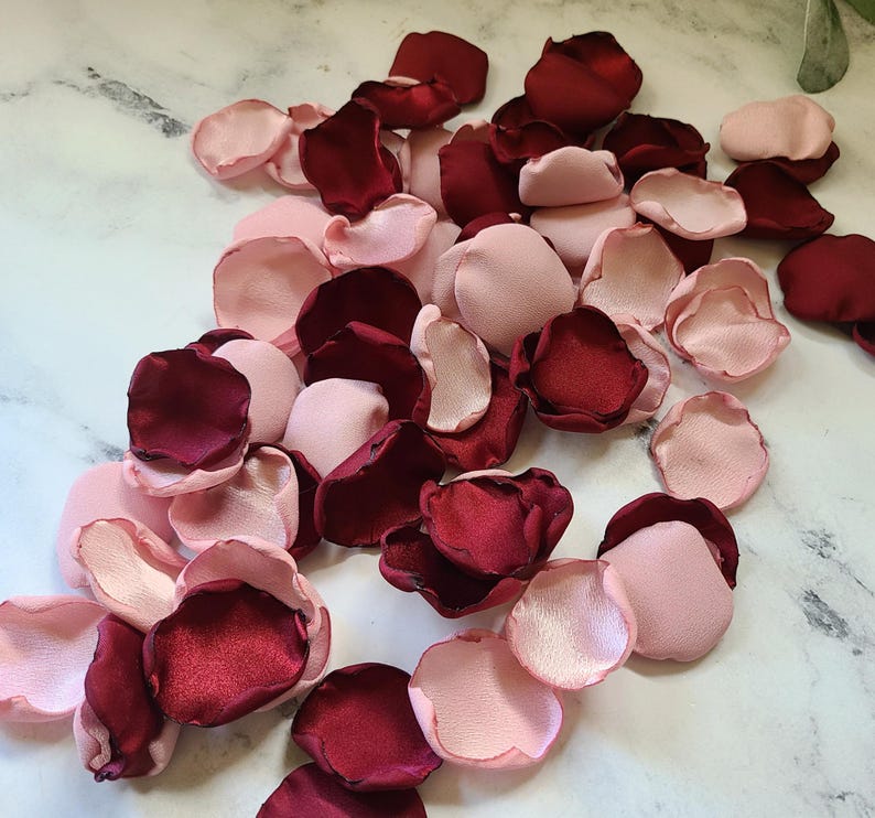 Rose Gold& Burgundy Rose Petals, Navy Blue Flower Girl Petals, Fall Wedding Aisle Decor, Table Confetti for Western Boho Wedding Decor Burgundy Rose Gold