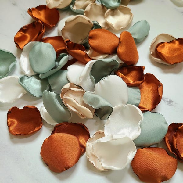 Terracotta, Dusty Sage Rose Petals, Beige, Ivory Flower Girl Petals, Rustic Wedding Aisle Decor, Boho Chic Wedding Decor, Woodland Forest
