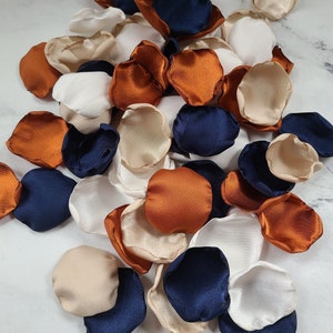 Navy Blue Terracotta Wedding Decor, Rose Petals, Boho Wedding Aisle Decor, Rustic Flower Girl Petals, Beige Ivory Bridal Shower Country Barn
