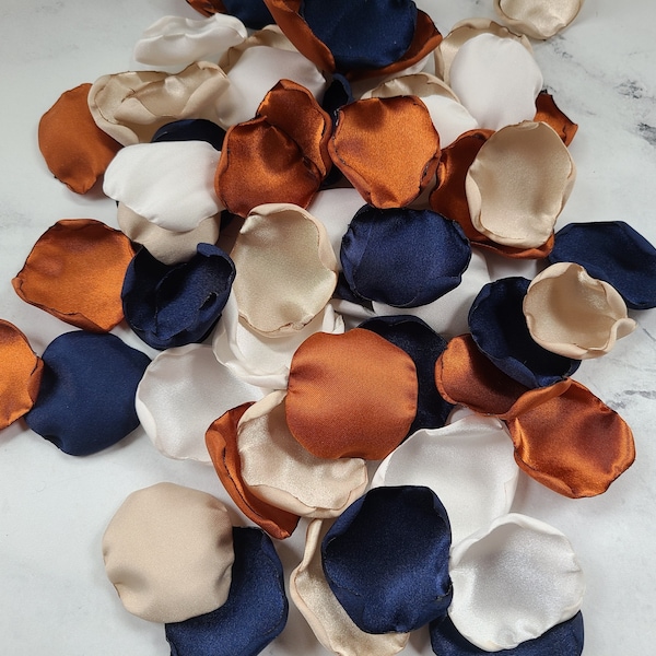 Navy Blue Terracotta Wedding Decor, Rose Petals, Boho Wedding Aisle Decor, Rustic Flower Girl Petals, Beige Ivory Bridal Shower Country Barn